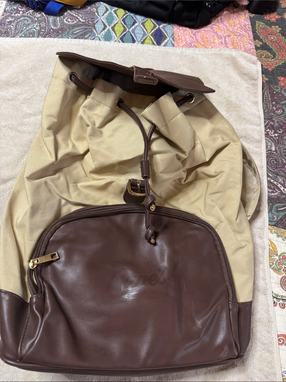 Monogrammed R. Canes Two-Tone Backpack - Brown & Beige - Picture 4 of 4